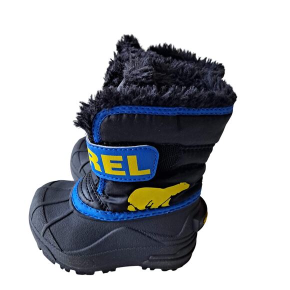 Sorel Snow Commander Insulated Waterproof Winter Boots Black Blue Toddler Size 5 - Picture 4 of 13